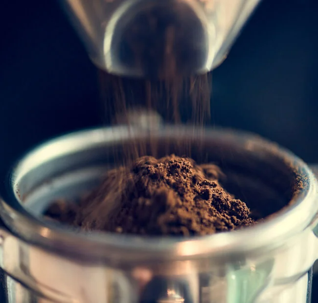 Fresh coffee being grounded