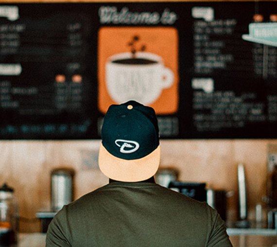 Customer looking at menu