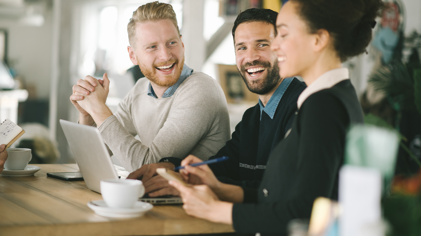 Coworkers drinking coffee