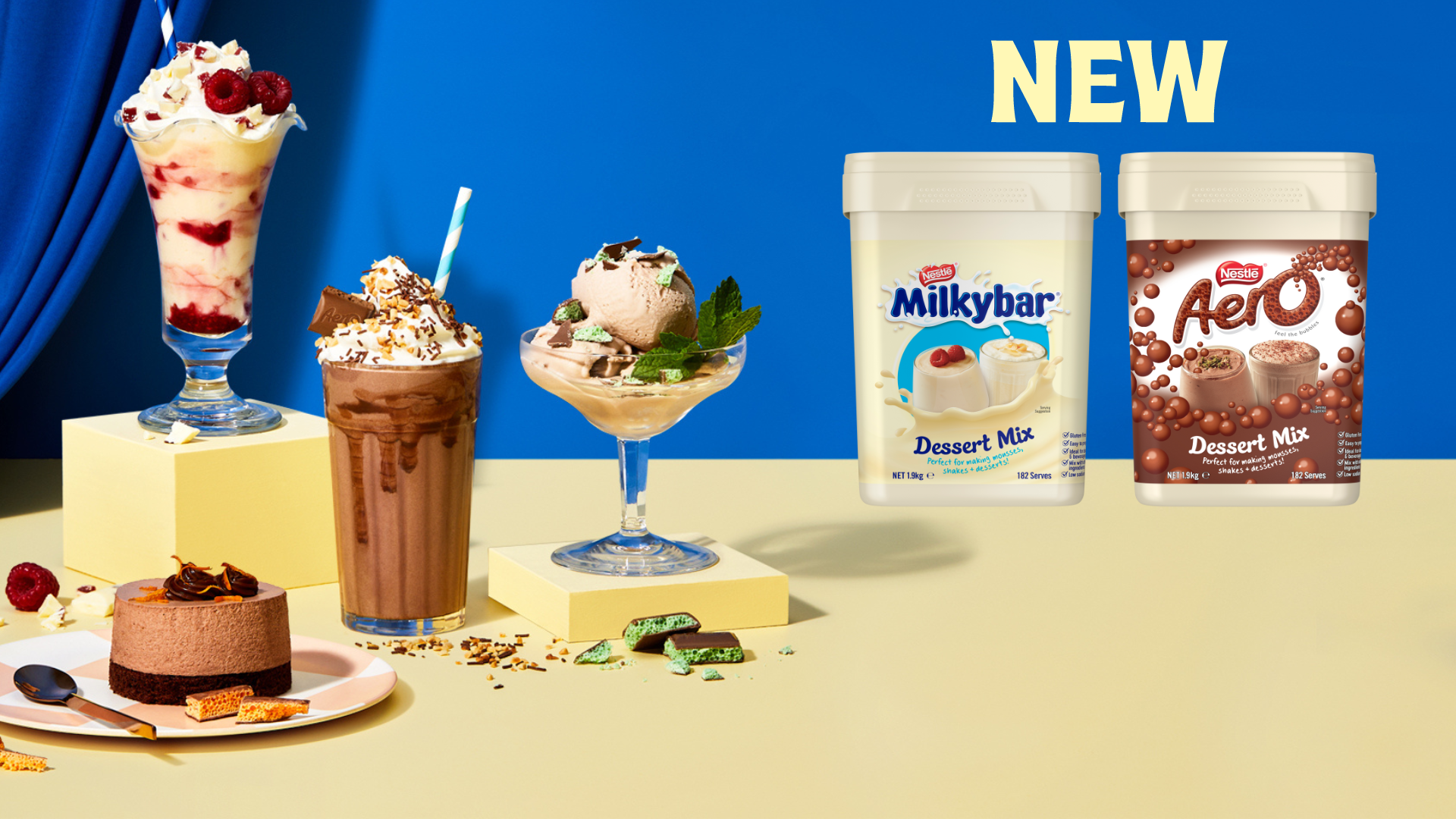 Branded desserts header image of desserts and text