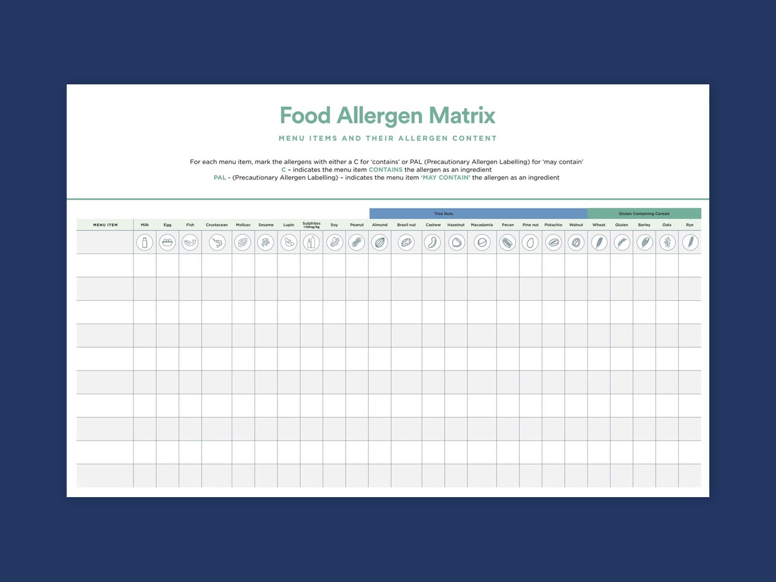 Food Allergen Matrix