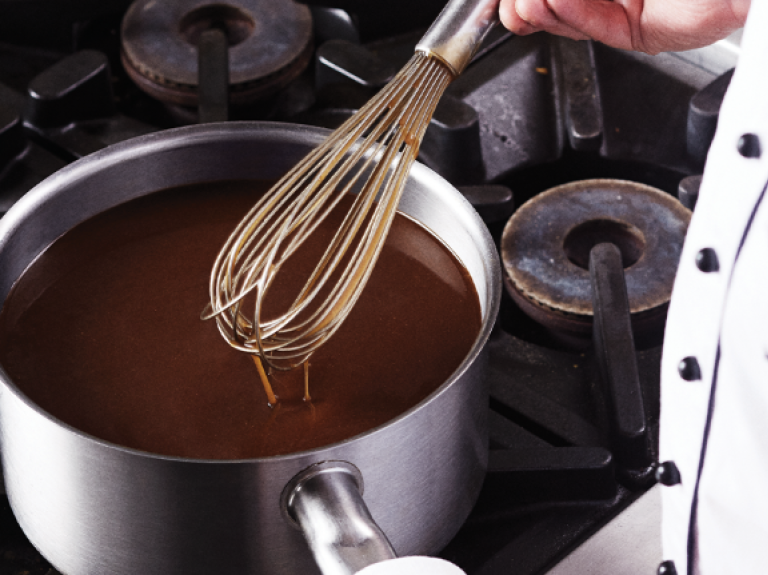 chef making gravy
