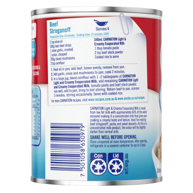 CARNATION Light & Creamy Evaporated Milk. 340ml