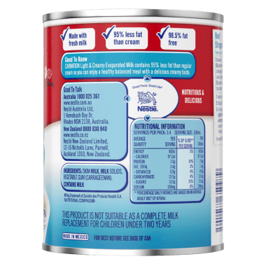 CARNATION Light & Creamy Evaporated Milk. 340ml