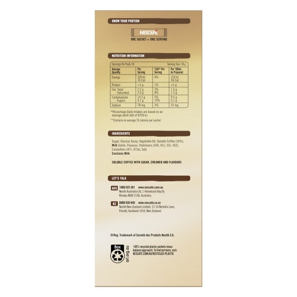 NESCAFÉ® Hazelnut Latte Sachets 26 Pack