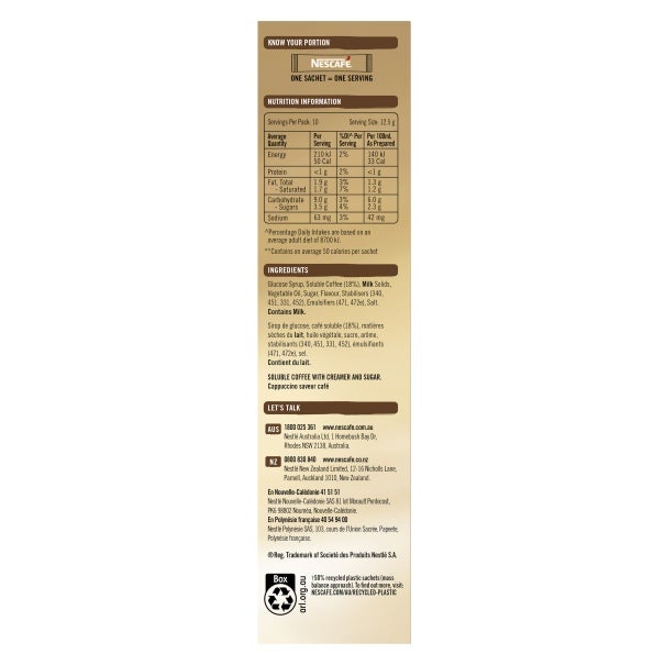 NESCAFÉ® Cappuccino Sachets 10 Pack