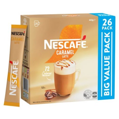 NESCAFÉ COFFEE MIX CARAMEL LATTE Sachets 3 x 26 x 17g 