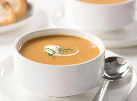 Pumpkin and Sweet Potato Soup with Mint