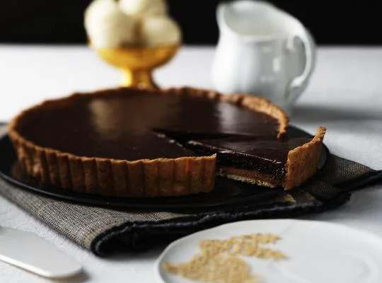 Easter Chocolate Brownie Caramel Tart