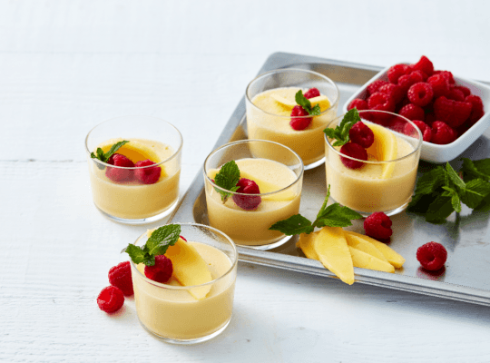 Mango and coconut custard