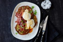 Corn Fritters with Poached Eggs &amp; Hollandaise