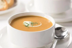 Pumpkin and Sweet Potato Soup with Mint