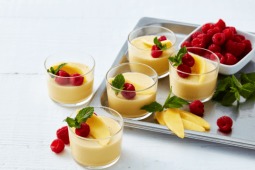 Mango and coconut custard