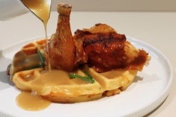Chicken &amp; Cheese Waffles with Gravy