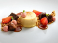 Peanut Butter Panna cotta, Salted Caramel, Caramelised White Chocolate