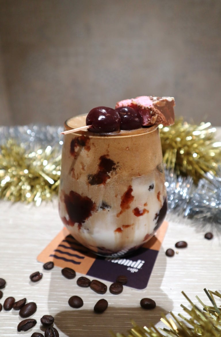 Iced Cherry Latte with Coffee Foam
